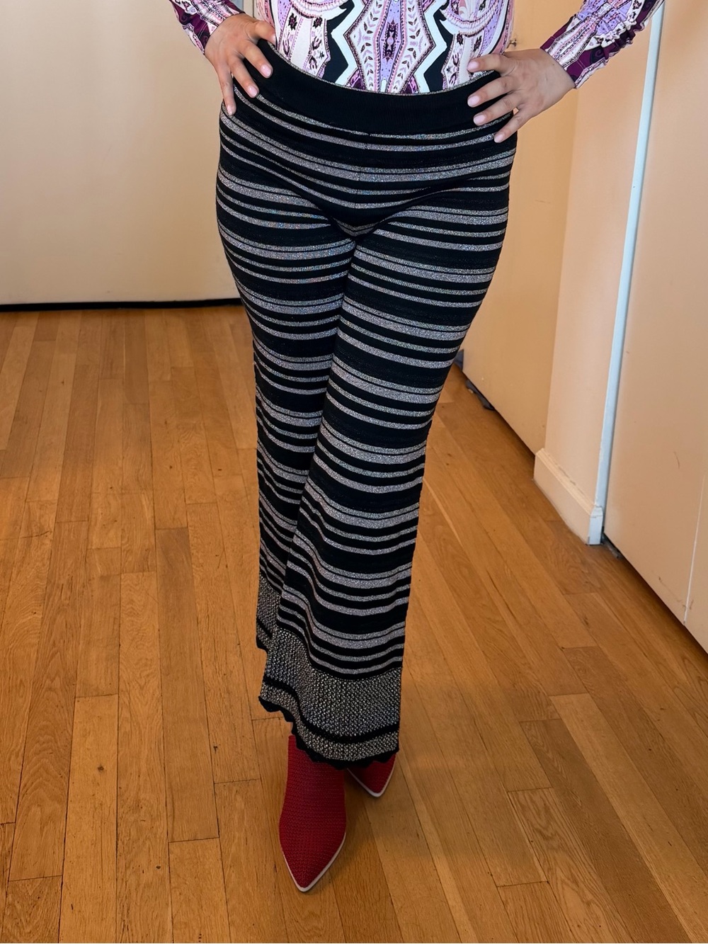 $395 Toccin NY Bloomingdale’s Black Gold Cotton Wool Pants M
